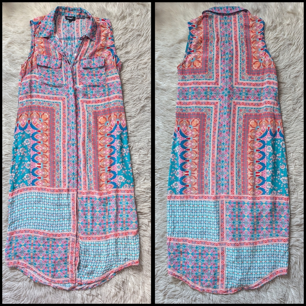 Tolani Silk Patchwork Button Down Midi Dress *Mis… - image 2